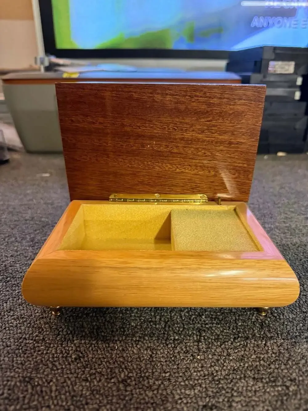 Vintage Italian Inlaid Wood Floral Keepsake Music Jewelry Box